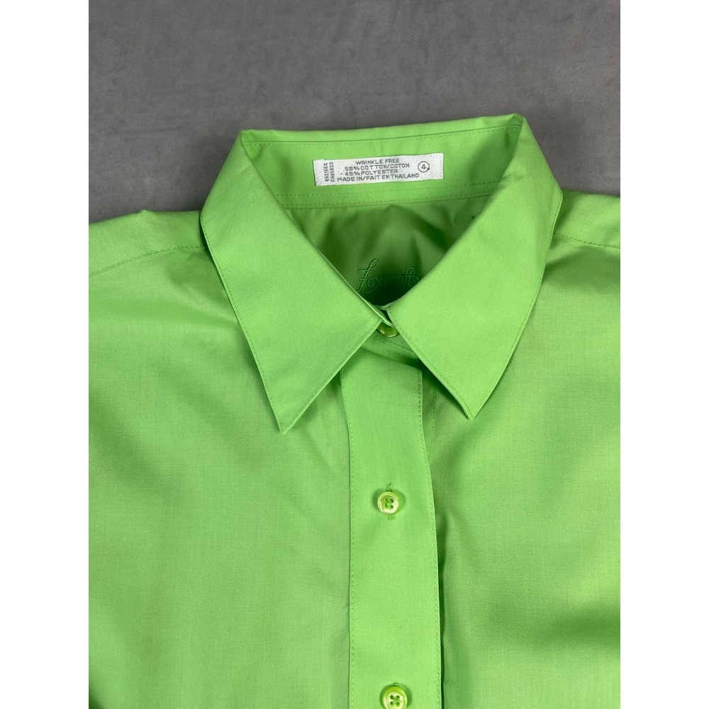 Foxcroft Womens Lime Green Wrinkle Free Button Down Shirt Size 4 Long Sleeve - Picture 2 of 4